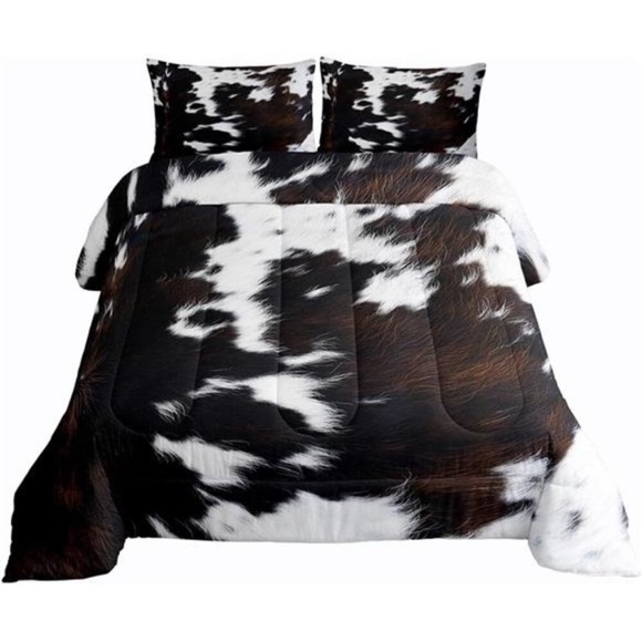 Brown Cowhide Comforter Set QueenBlack White Aztec Cow Print Bedding Set